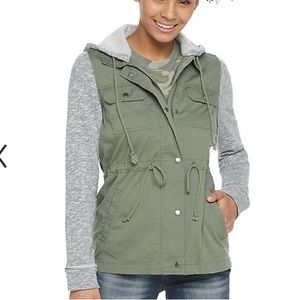 Knit sleeve utility jacket